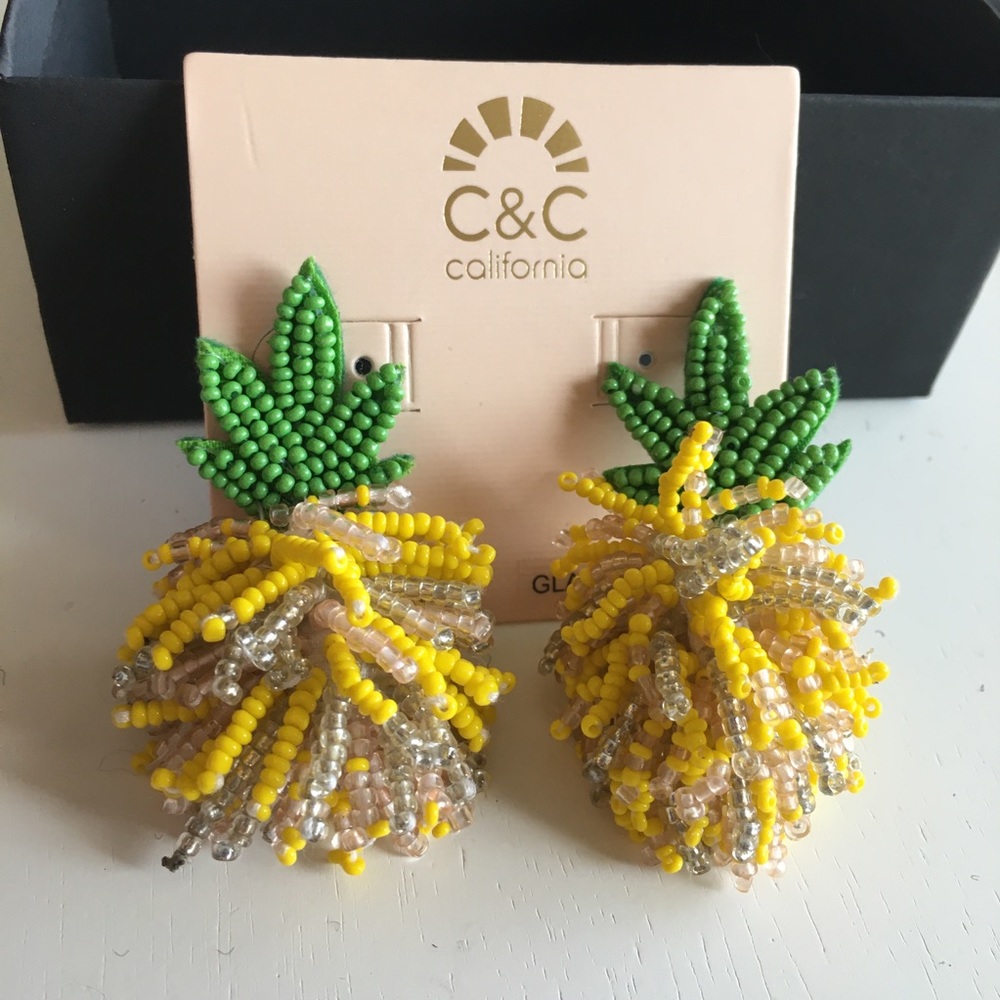 C & C CALIFORNIA PINEAPPLE BEADED DROP EARRING